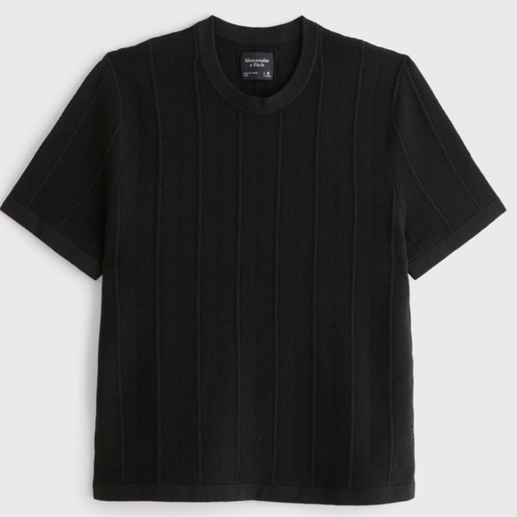 Abercrombie Black Stitched Sweater Tee NWT - Picture 1 of 3
